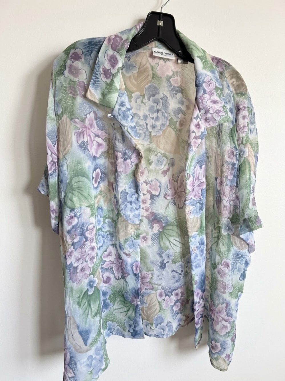 Alfred Dunner Floral Pastel Short-Sleeve Sheer Button Up Size 22W